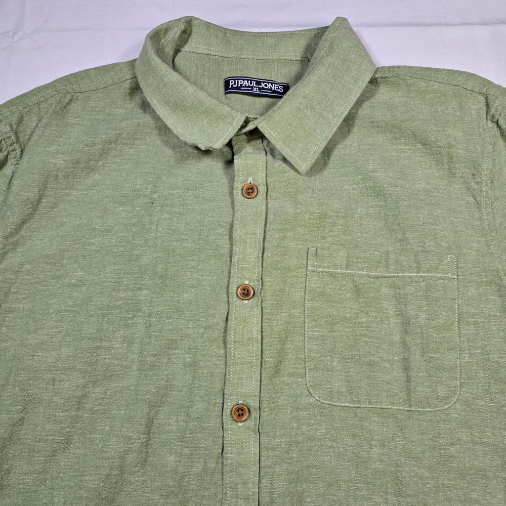 PJ Paul Jones Linen Cotton Button‎ Up Shirt Resort Coastal Men's XL Sage